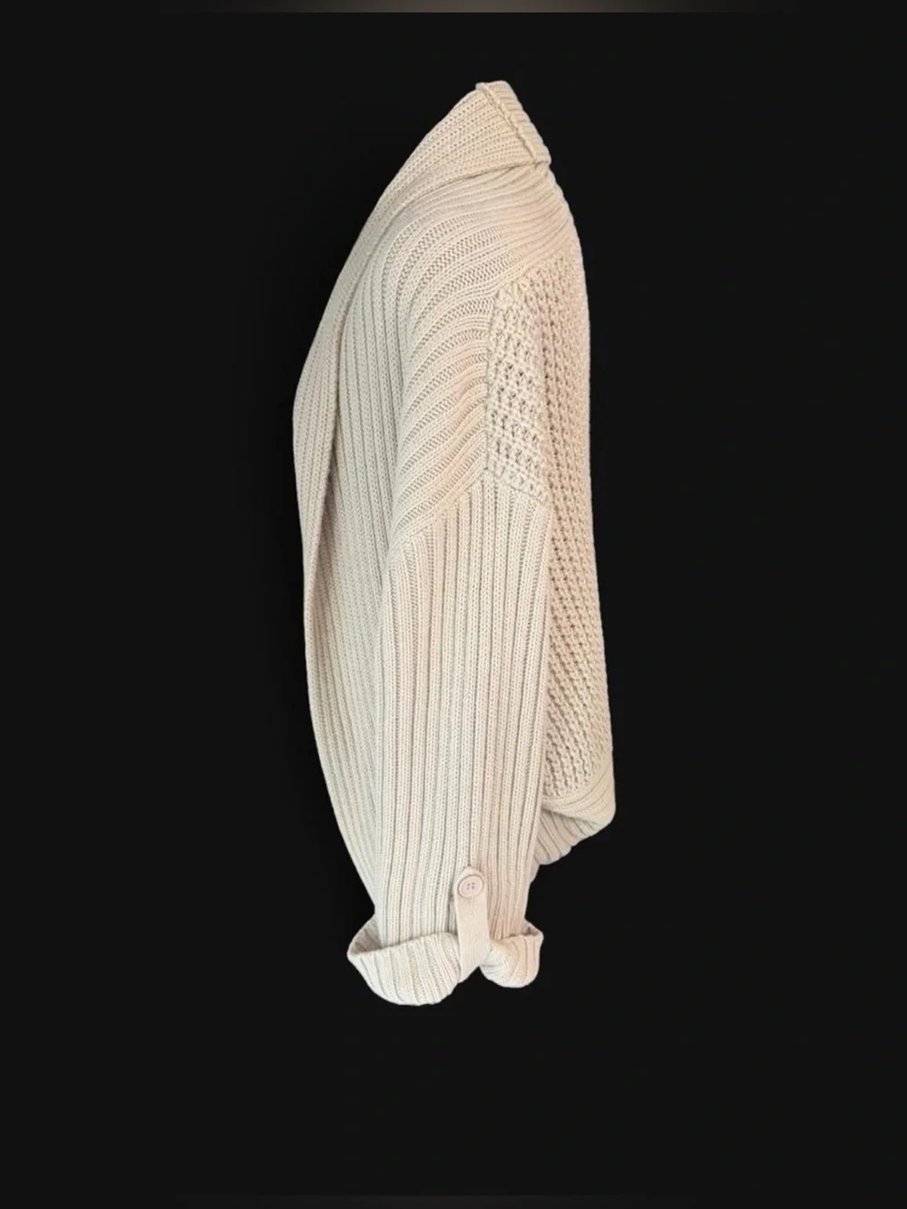 The Limited Open-Front Ribbed Cardigan in Cream XL
